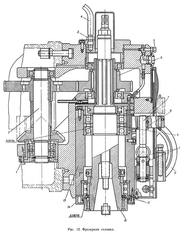 Фрезерная головка консольно-фрезерного верстата 6А12п